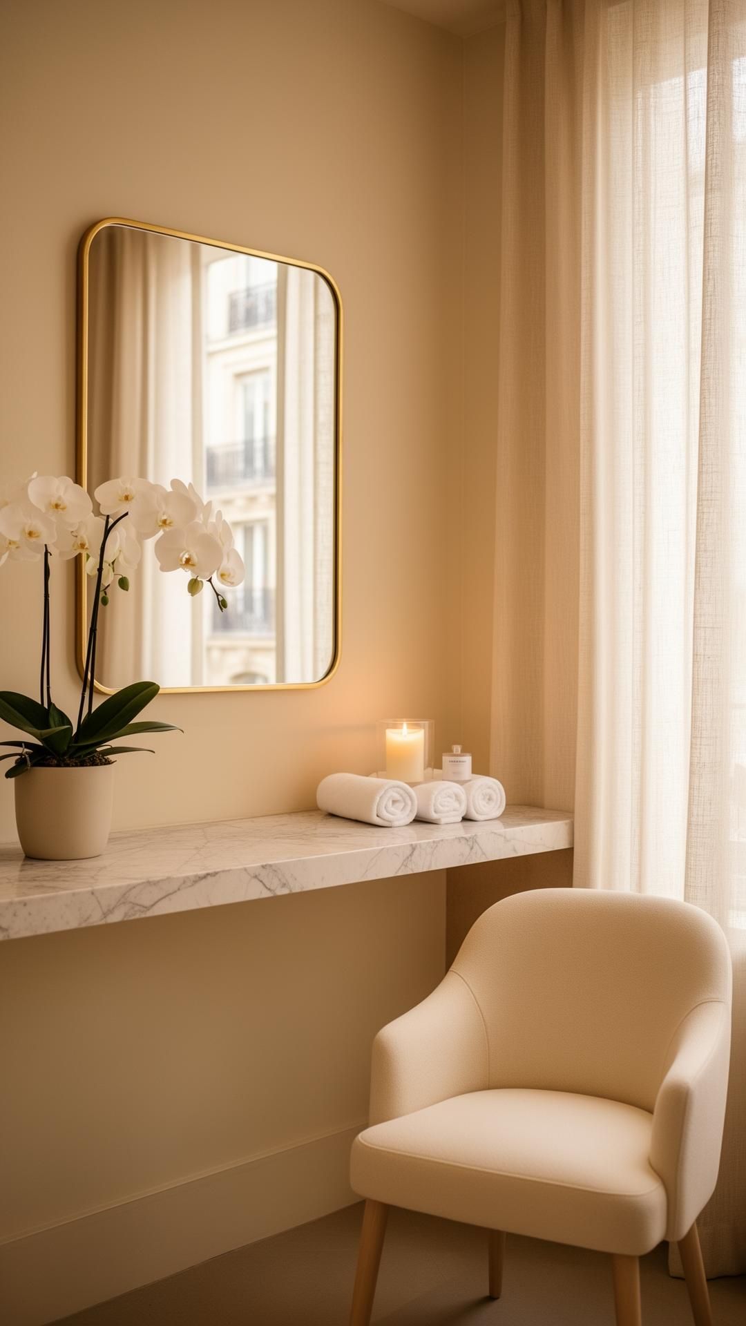 Maison Lumière — интериор на процедурна стая в ивоар и злато